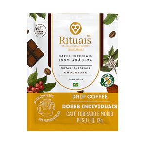 Café Torrado e Moído 3 Corações Drip Coffee Rituais Chocolate Embalagem 12g