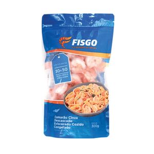 Camarão Cinza Descascado 30/50 Fisgo Eviscerado Cozido Congelado 300g