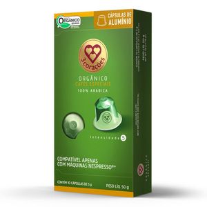 Capsula de Café Organico Compativel com Nespresso 3 Corações 10 unid
