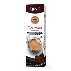 Capsula de Café Espresso Gourmet Dark Roast 3 Corações 10 unid